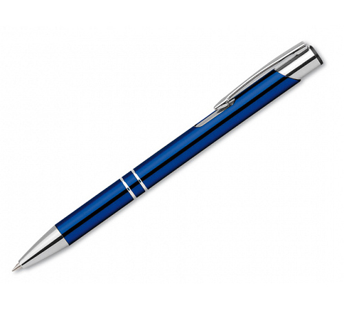 Ручка шариковая OLEG, металл, темно синяя/серебро - канцтовары в Минске